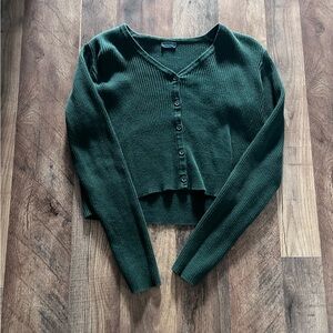 Dark Green Button-Up Sweater
